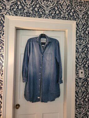 FRANK & EILEEN Mary Distressed Denim Shirt Dress Women's Size L